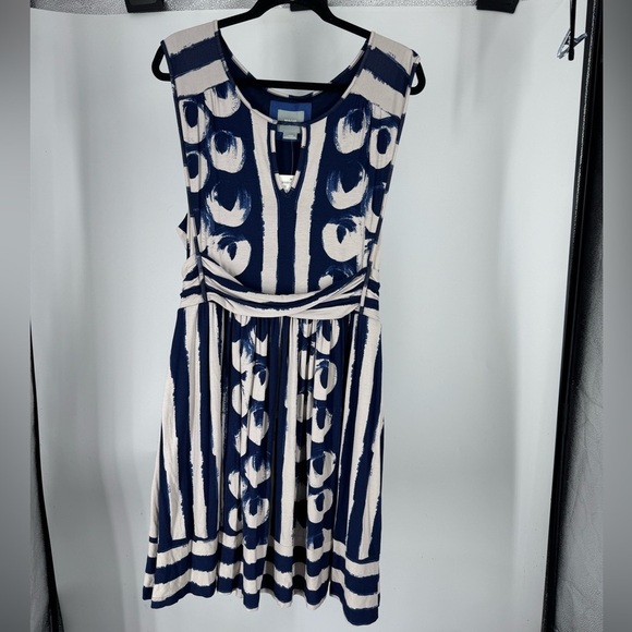 NWT ANTHROPOLOGIE MAEVE Women’s Navy Marin Sennebec Fit & Flare Jersey Dress L - Picture 5 of 8